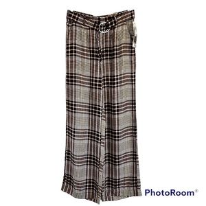 Rewash Burgundy Plaid Fashion Wide Leg Pants. Size Medium. NWT